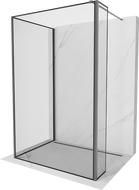 Mexen Kioto staklena pregrada za tuš Walk-in 140 x 90 x 30 cm, crni okvir, gun metal - 800-140-090-221-95-70-030
