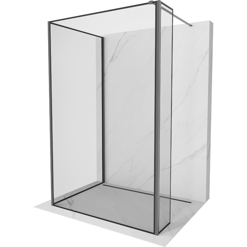 Mexen Kioto douchewand Walk-in 110 x 70 x 40 cm, zwarte rand, kanonmetaal - 800-110-070-221-95-70-040