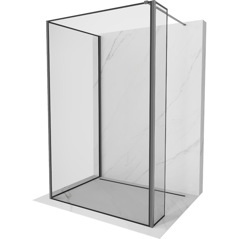 Mexen Kioto dušisein Walk-in 110 x 70 x 40 cm, must raam, gun metal - 800-110-070-221-95-70-040