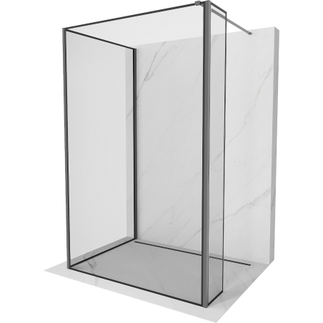 Mexen Kioto douchewand Walk-in 110 x 70 x 40 cm, zwarte rand, kanonmetaal - 800-110-070-221-95-70-040