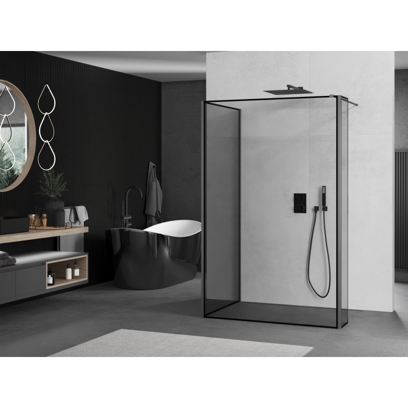 Mexen Kioto dušisein Walk-in 110 x 70 x 40 cm, must raam, gun metal - 800-110-070-221-95-70-040