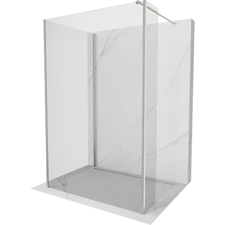 Mexen Kioto Duschwand Walk-in 130 x 80 x 30 cm, transparent, gebürsteter Nickel - 800-130-080-221-97-00-030