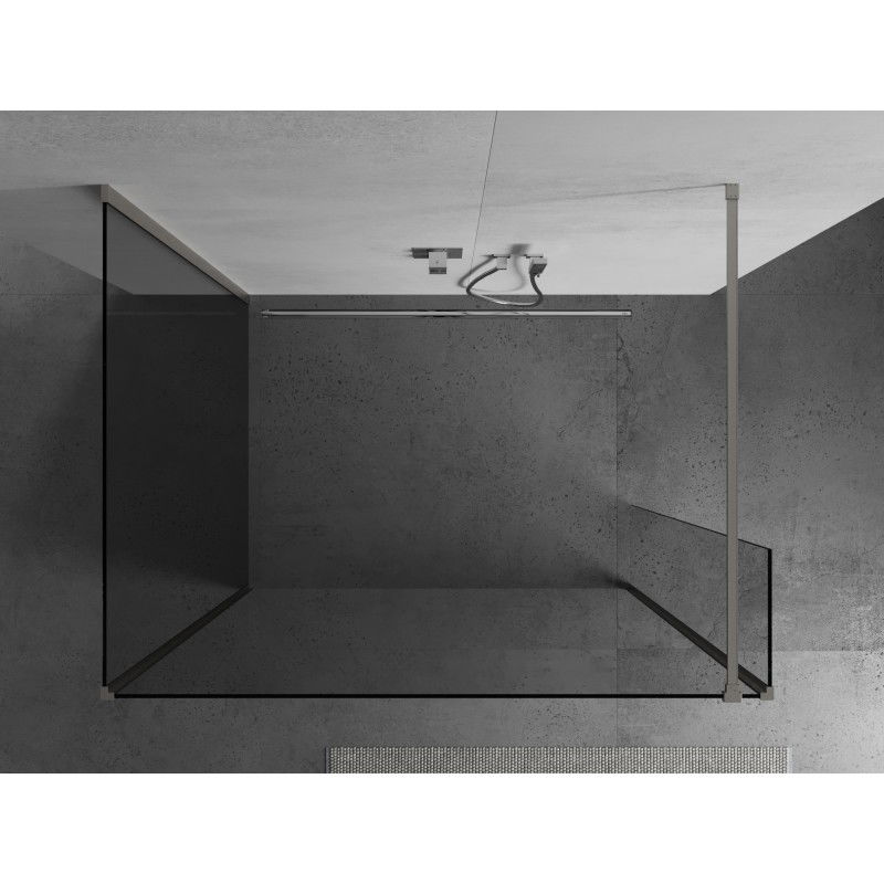 Mexen Kioto Duschvägg Walk-in 140 x 75 x 30 cm, transparent, borstad nickel - 800-140-075-221-97-00-030