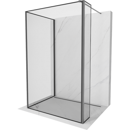 Mexen Kioto Paroi de douche Walk-in 120 x 70 x 40 cm, cadre noir, métal pistolet - 800-120-070-221-95-70-040