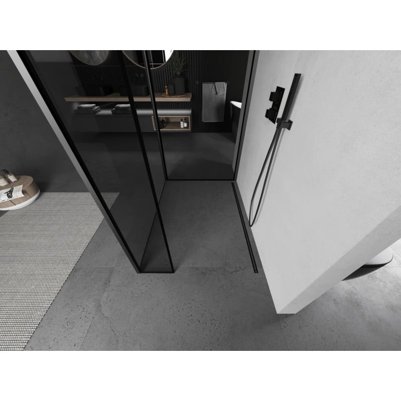 Mexen Kioto parete doccia Walk-in 120 x 100 x 40 cm, cornice nera, gun metal - 800-120-100-221-95-70-040
