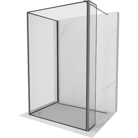 Mexen Kioto paroi de douche Walk-in 140 x 100 x 40 cm, motif noir, gun metal - 800-140-100-221-95-70-040