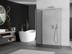 Mexen Kioto tuš zid Walk-in 100 x 90 x 30 cm, proziran, brušeni nikal - 800-100-090-221-97-00-030