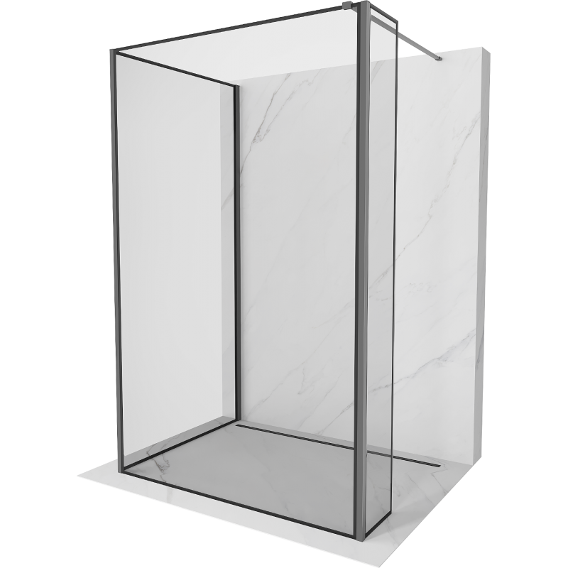 Mexen Kioto parede de duche Walk-in 110 x 110 x 40 cm, moldura preta, metal escovado - 800-110-110-221-95-70-040