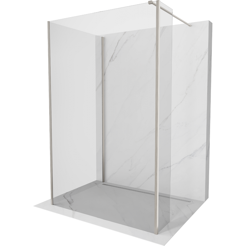 Mexen Kioto mampara de ducha Walk-in 140 x 90 x 30 cm, transparente, níquel cepillado - 800-140-090-221-97-00-030