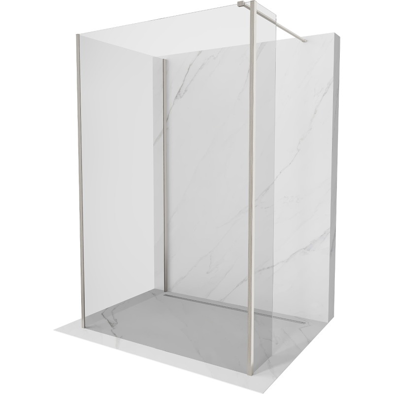 Mexen Kioto panel za tuširanje Walk-in 125 x 100 x 30 cm, proziran, brušeni nikal - 800-125-100-221-97-00-030