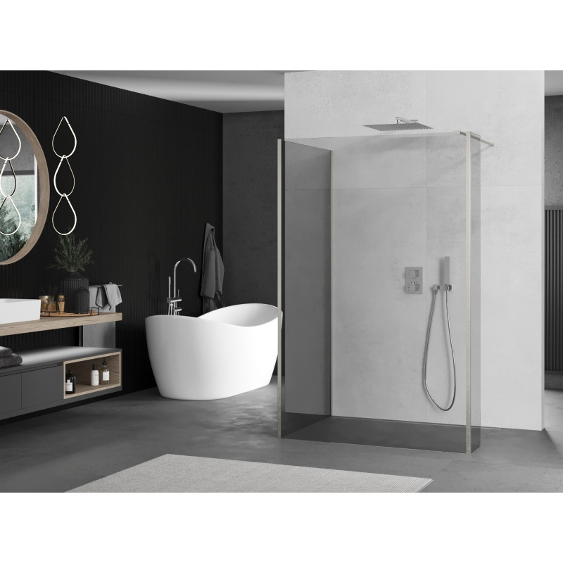 Mexen Kioto panel za tuširanje Walk-in 125 x 100 x 30 cm, proziran, brušeni nikal - 800-125-100-221-97-00-030