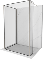Mexen Kioto Duschvägg Walk-in 130 x 80 x 30 cm, svart ram, borstad nickel - 800-130-080-221-97-70-030