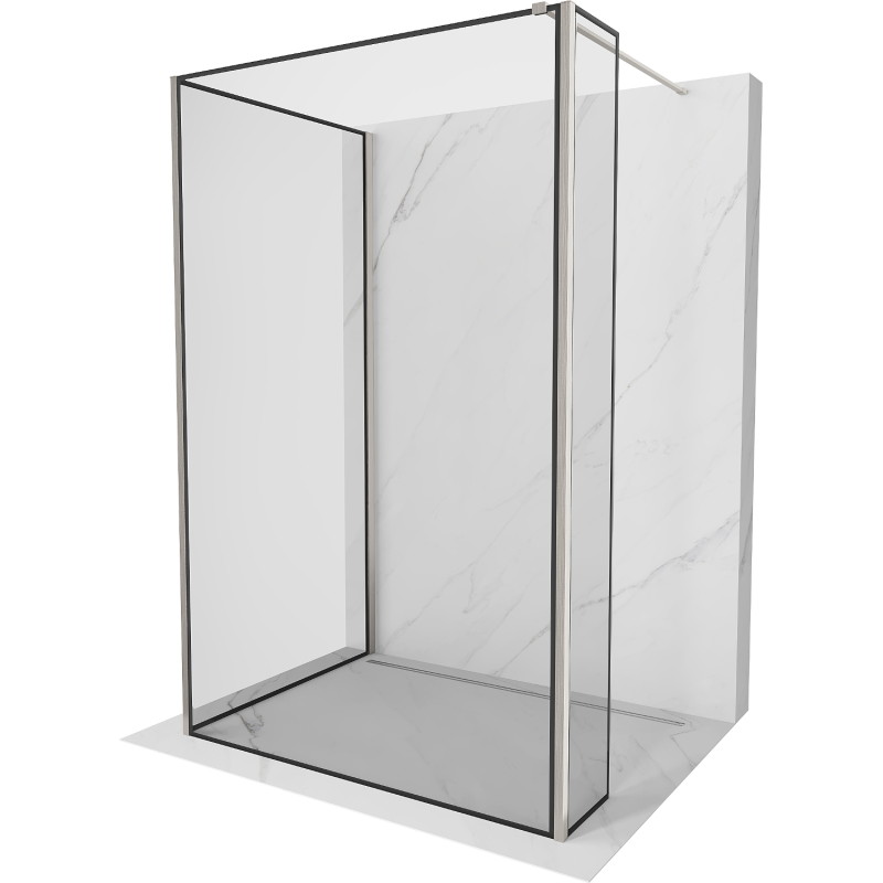 Mexen Kioto dušisein Walk-in 140 x 80 x 30 cm, must raam, harjatud nikkel - 800-140-080-221-97-70-030