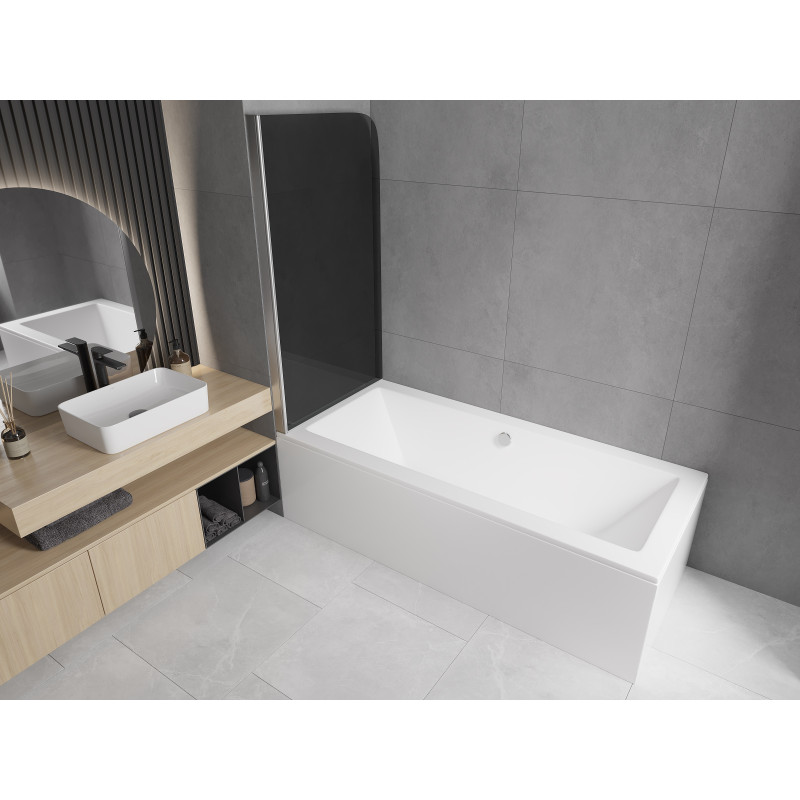 Mexen Felix 1-delige badwandscherm 70 x 140 cm, grafiet, chroom - 890-070-001-01-40