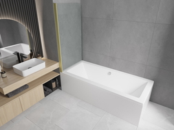 Mexen Felix badwand 1-delig 70 x 140 cm, transparant, goudkleurig - 890-070-001-50-00
