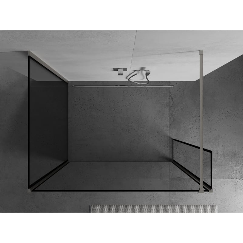 Mexen Kioto dušisein Walk-in 100 x 100 x 30 cm, must raam, harjatud nikkel - 800-100-100-221-97-70-030