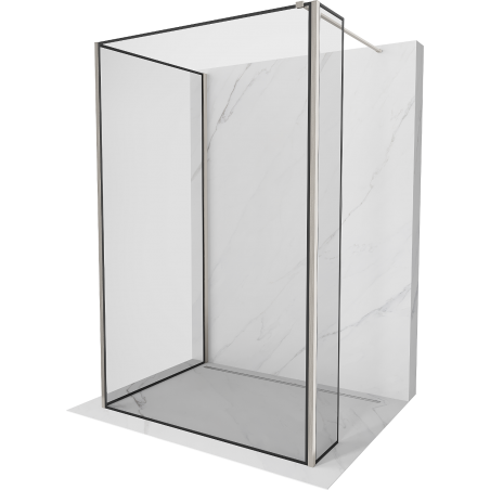 Mexen Kioto ścianka prysznicowa Walk-in 140 x 100 x 30 cm, czarna ramka, nikiel szczotkowany - 800-140-100-221-97-70-030