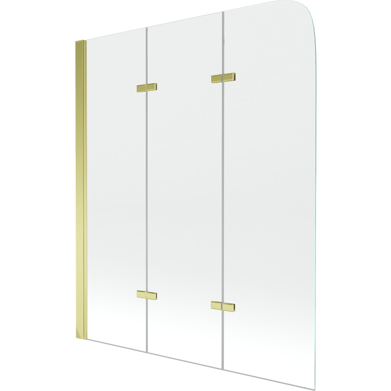 Mexen Felix 3-osaline vanniekraan 120 x 140 cm, läbipaistev, kuldne - 890-120-003-50-00