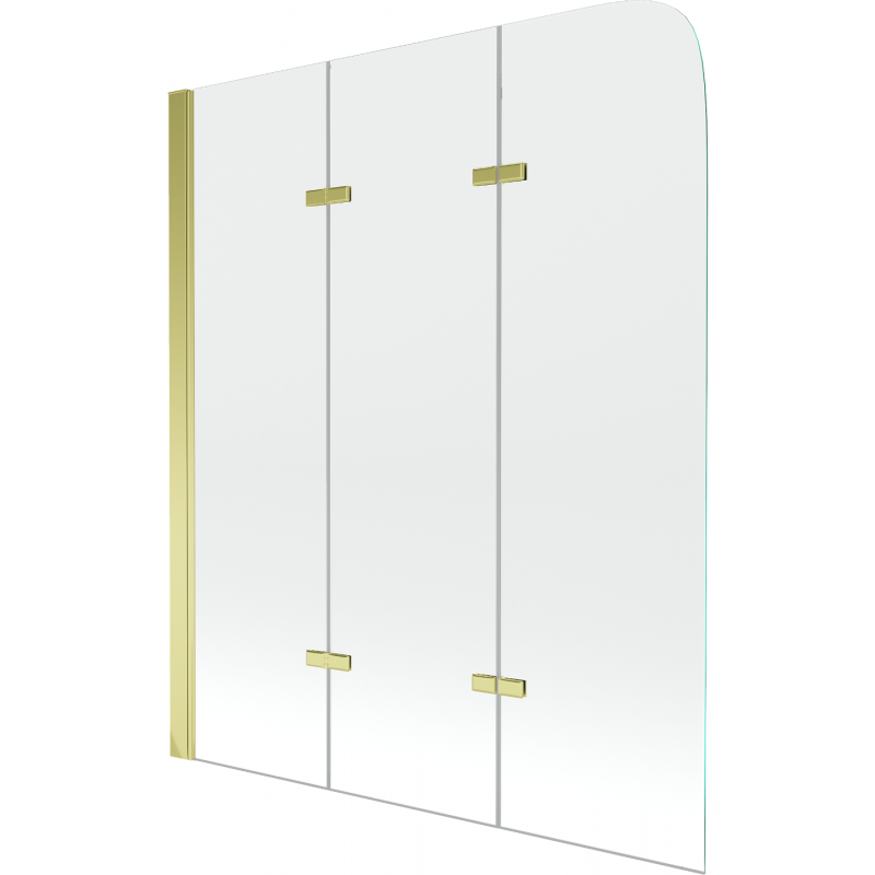 Mexen Felix Duschtrennwand 3-flillek 120 x 140 cm, transparent, gëllen - 890-120-003-50-00