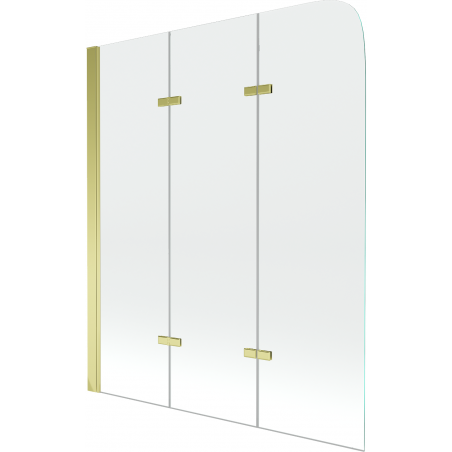 Mexen Felix 3-delige badscherm 120 x 140 cm, transparant, goud - 890-120-003-50-00