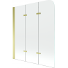 Mexen Felix paroi de baignoire 3 volets 120 x 140 cm, transparent, doré - 890-120-003-50-00
