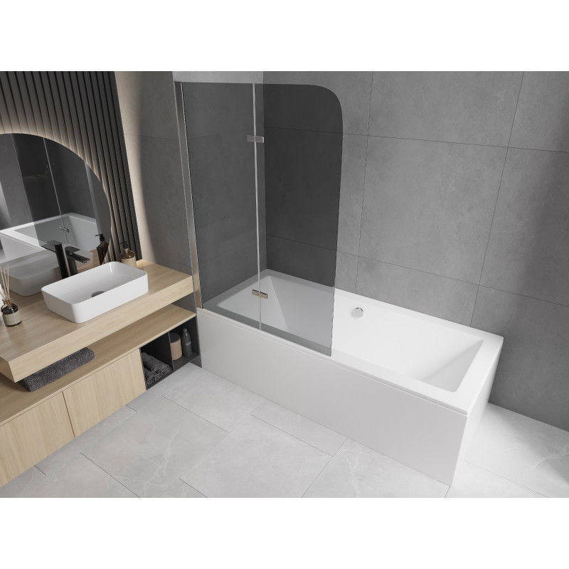 Mexen Felix 2-wing bathtub screen 80 x 140 cm, Graphite, Chrome - 890-080-002-01-40