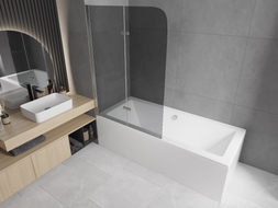 Mexen Felix 2-panel bathtub screen 80 x 140 cm, graphite, chrome - 890-080-002-01-40