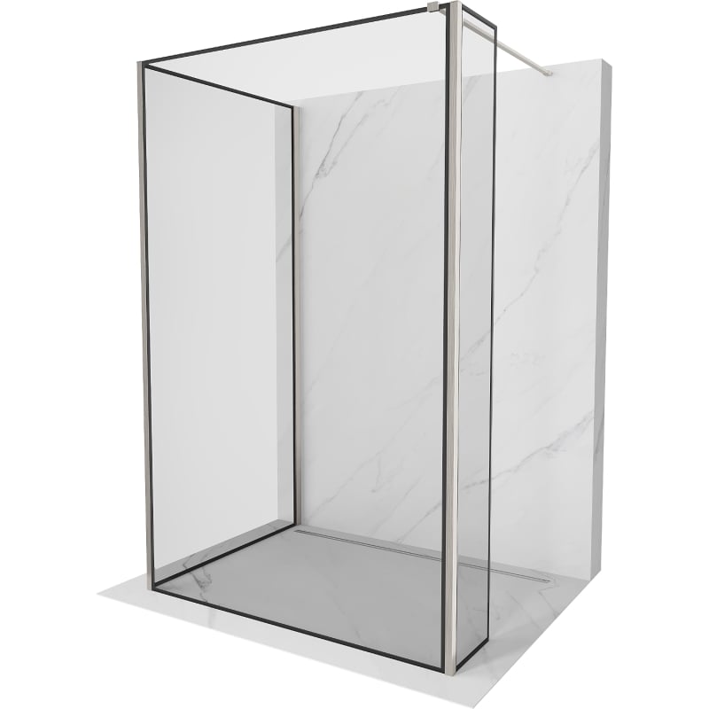 Mexen Kioto ścianka prysznicowa Walk-in 110 x 110 x 30 cm, czarna ramka, nikiel szczotkowany - 800-110-110-221-97-70-030