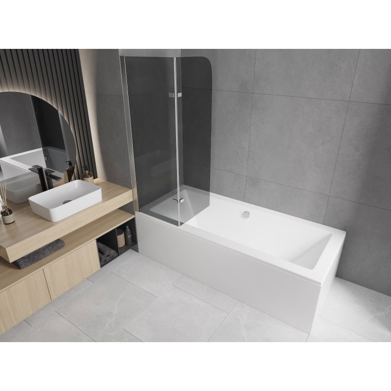 Mexen Felix 2-wing bathtub screen 80 x 140 cm, Graphite, Chrome - 890-080-002-01-40