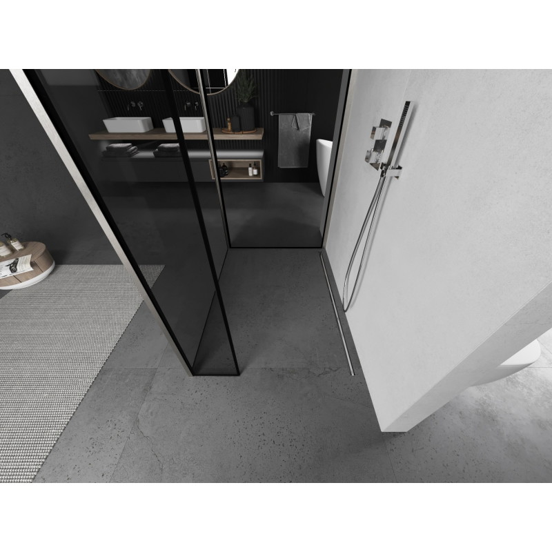Mexen Kioto dušisein Walk-in 110 x 110 x 30 cm, must raam, harjatud nikkel - 800-110-110-221-97-70-030