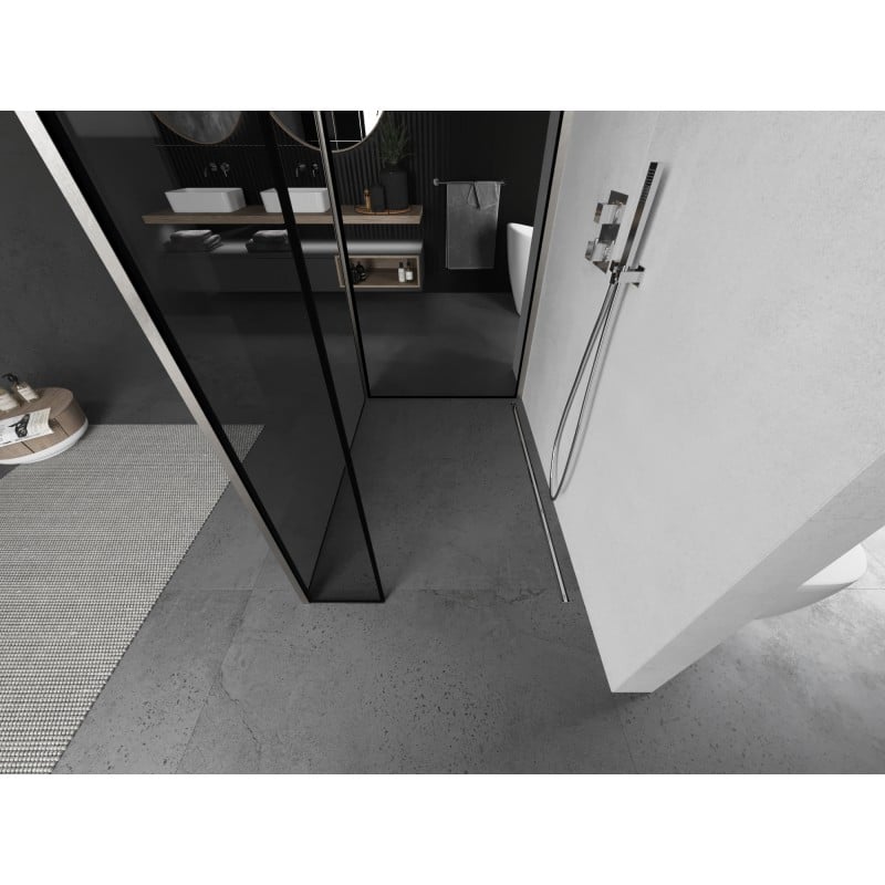 Mexen Kioto divisória de duche Walk-in 140 x 110 x 30 cm, moldura preta, níquel escovado - 800-140-110-221-97-70-030