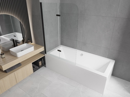 Mexen Felix paratia da vasca da bagno a 2 ante 100 x 140 cm, trasparente, nero - 890-100-002-70-00