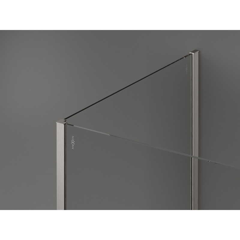 Mexen Kioto dušisein Walk-in 130 x 110 x 30 cm, must raam, harjatud nikkel - 800-130-110-221-97-70-030
