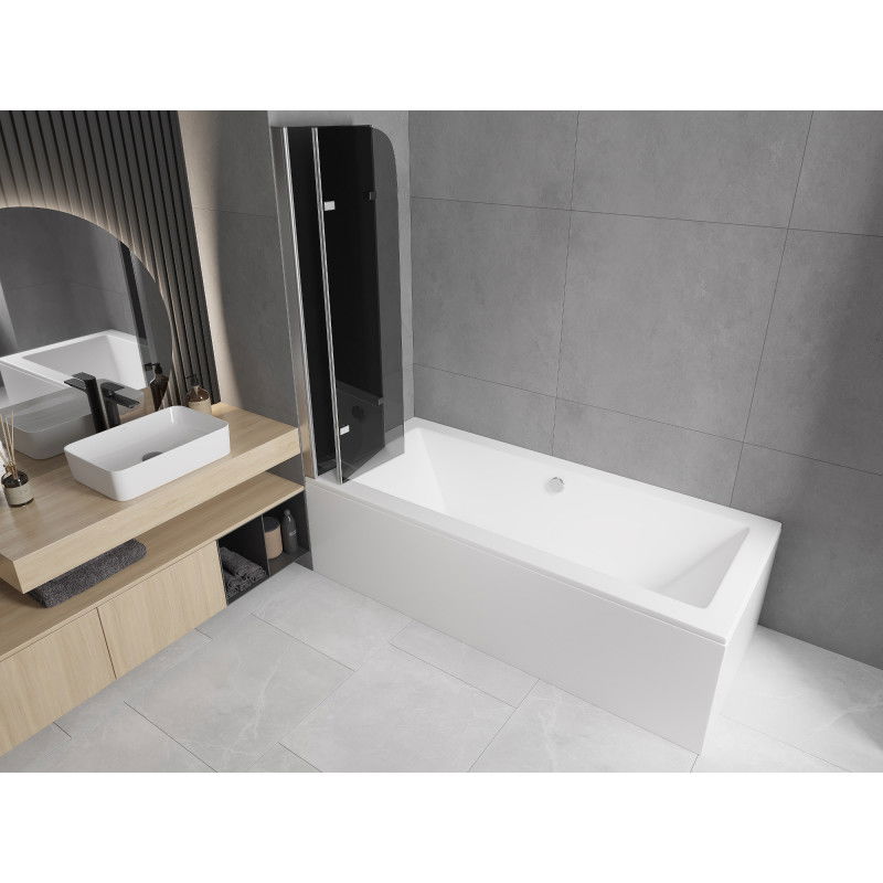 Mexen Felix paravento da vasca da bagno a 3 ante 120 x 140 cm, grafite, cromo - 890-120-003-01-40