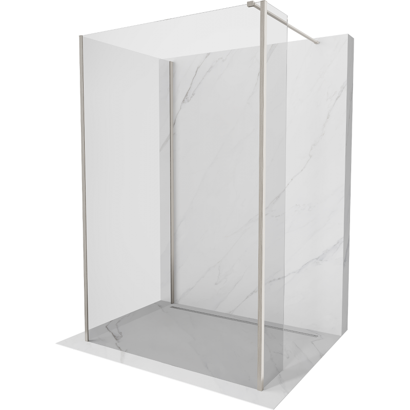 Mexen Kioto parede de duche Walk-in 100 x 85 x 40 cm, transparente, níquel escovado - 800-100-085-221-97-00-040