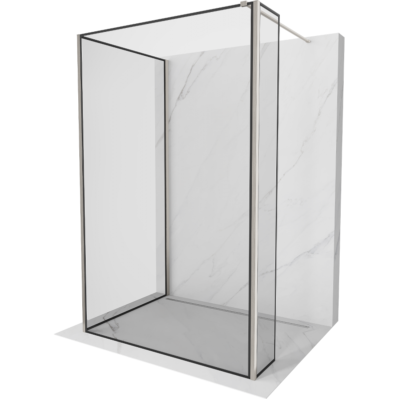 Mexen Kioto Duschwand Walk-in 120 x 100 x 40 cm, schwarze Rahmen, gebürsteter Nickel - 800-120-100-221-97-70-040