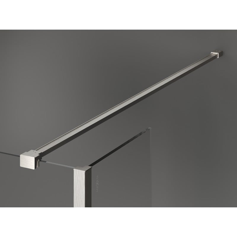 Mexen Kioto parede de chuveiro Walk-in 130 x 120 x 40 cm, moldura preta, níquel escovado - 800-130-120-221-97-70-040