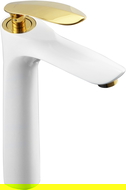 Mexen Lily grifo de lavabo alto, blanco/dorado - 73610-25