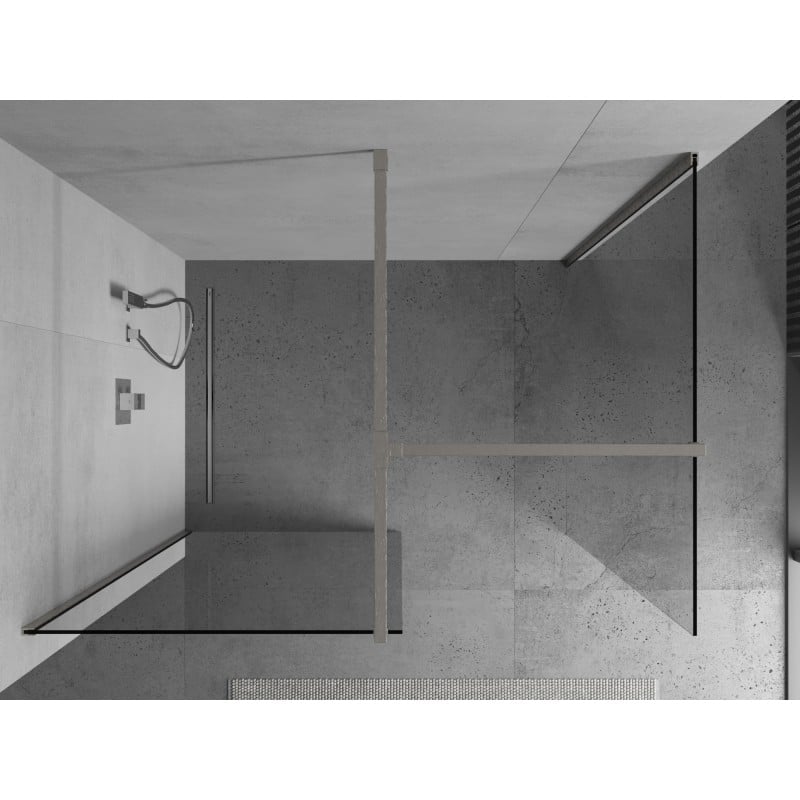 Mexen Kioto mampara de ducha Walk-in 135 x 80 cm, transparente, níquel cepillado - 800-135-202-97-00-080