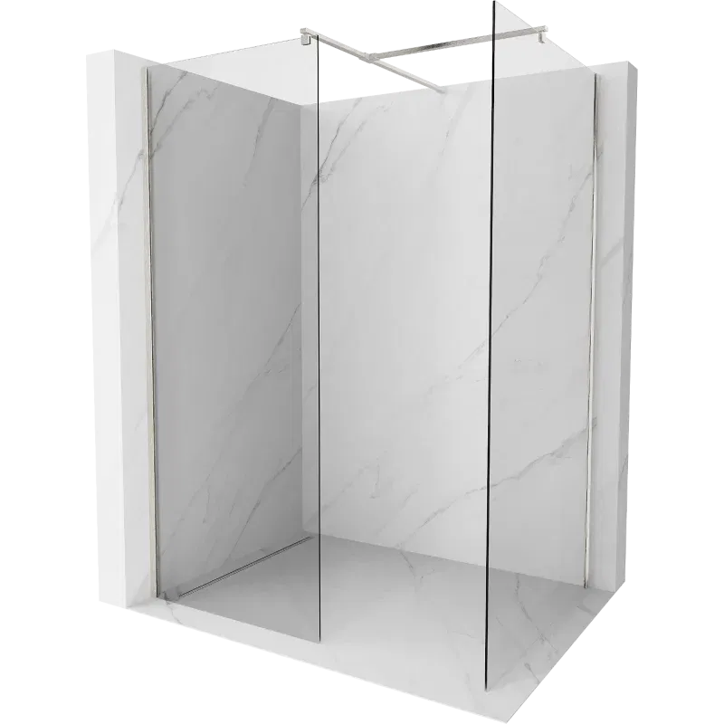 Mexen Kioto Duschwand Walk-in 135 x 100 cm, transparent, gebürsteter Nickel - 800-135-202-97-00-100