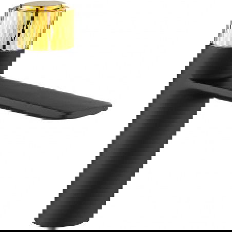 Mexen Zero+ izlietnes jaucējkrāns, melns/zeltīts - 71600-75