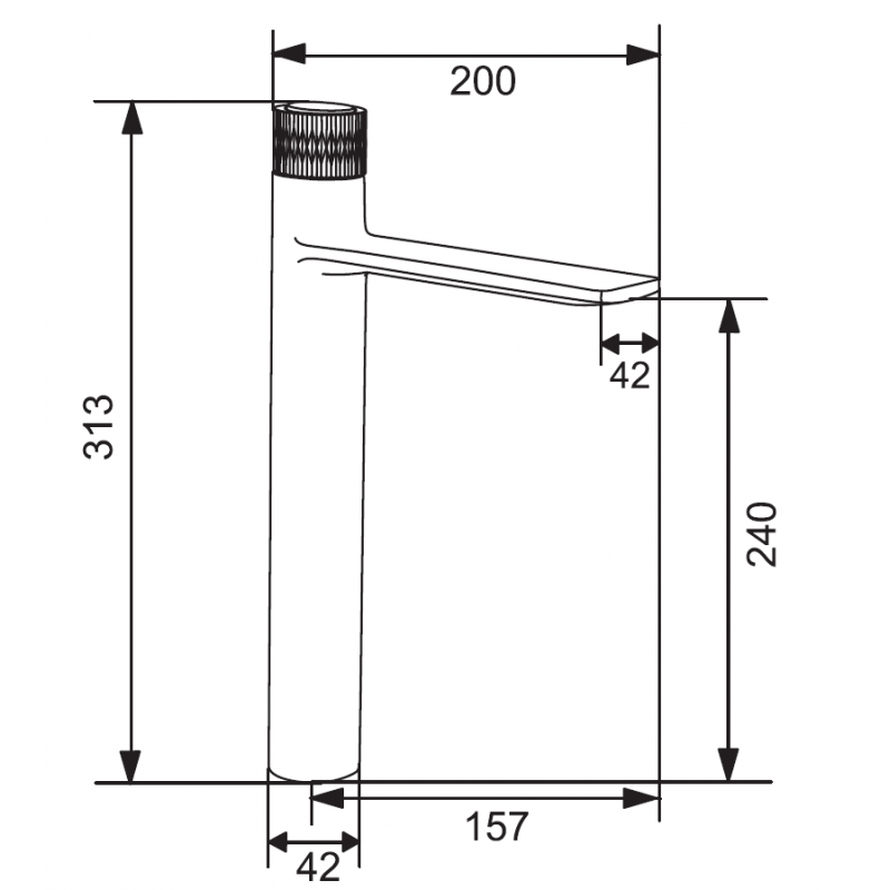 Mexen Zero+ grifo alto de lavabo, negro - 71610-70