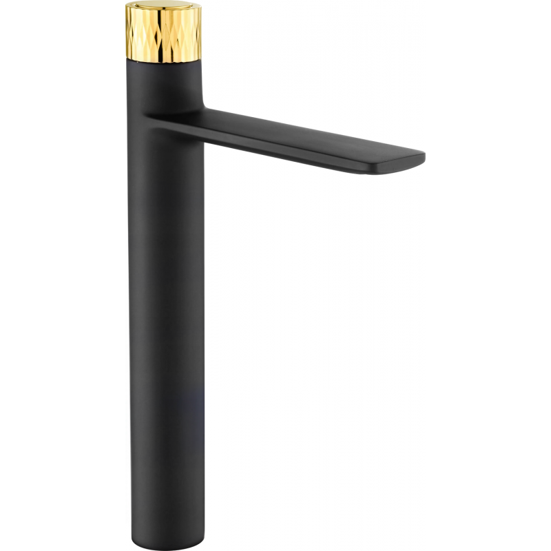 Mexen Zero+ hoge wastafelkraan, zwart/goud - 71610-75