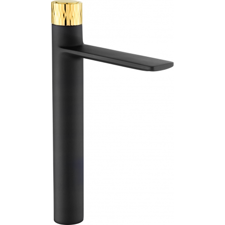 Mexen Zero+ high washbasin faucet, black/gold - 71610-75