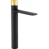Mexen Zero+ high washbasin faucet, black/gold - 71610-75
