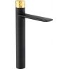 Mexen Zero+ hoge wastafelkraan, zwart/goud - 71610-75