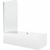 Mexen Cube rechthoekig bad 170 x 80 cm met ombouw en 1-delige scherm 70 cm, transparant, chroom - 550517080X9007010100