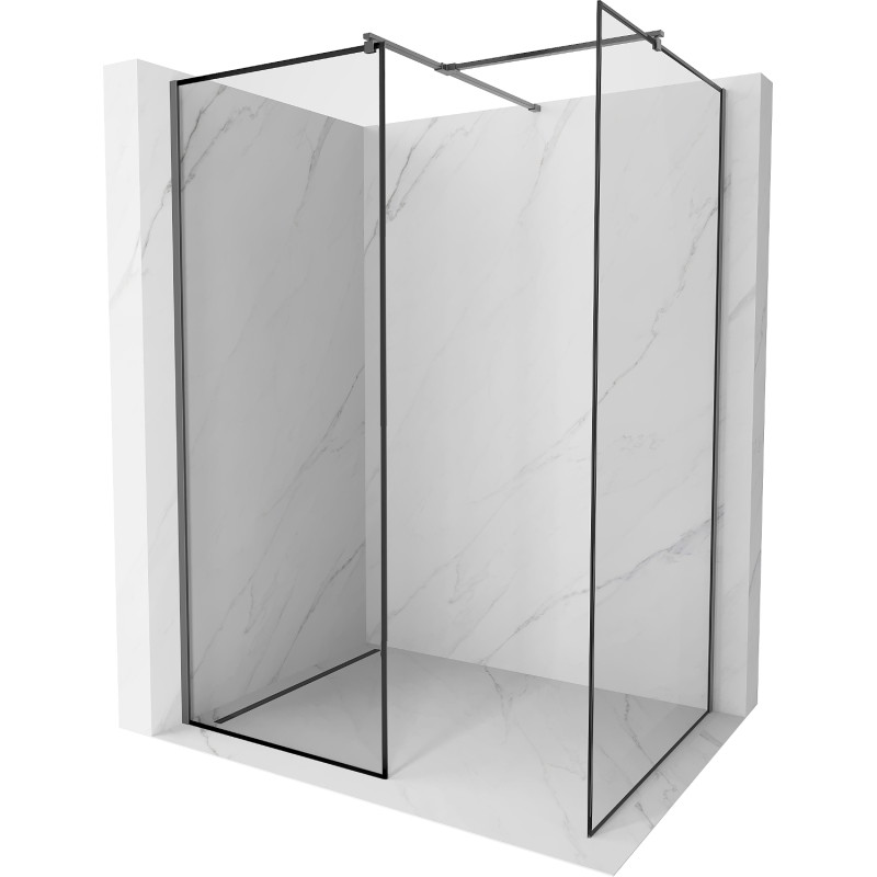 Mexen Kioto dušisein Walk-in 130 x 80 cm, must raam, gun metal - 800-130-202-95-70-080