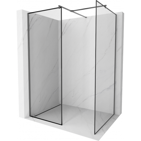 Mexen Kioto tuš stijena Walk-in 130 x 80 cm, crni okvir, gunmetal - 800-130-202-95-70-080