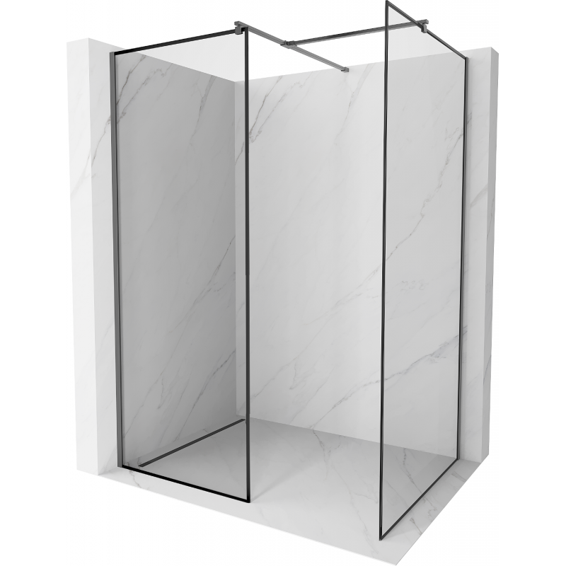 Mexen Kioto ścianka prysznicowa Walk-in 110 x 90 cm, czarna ramka, gun metal - 800-110-202-95-70-090